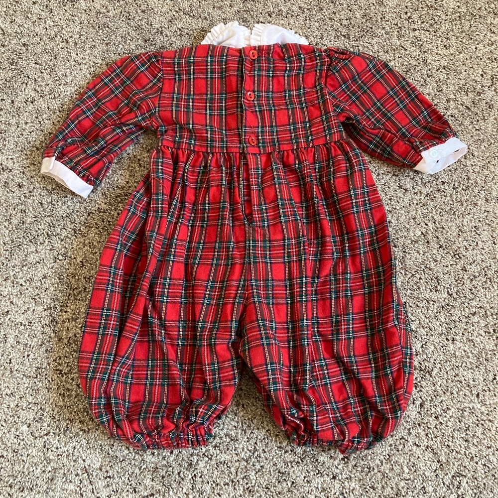 Carriage Boutique Christmas Plaid Smocked Romper - Picture 3 of 3